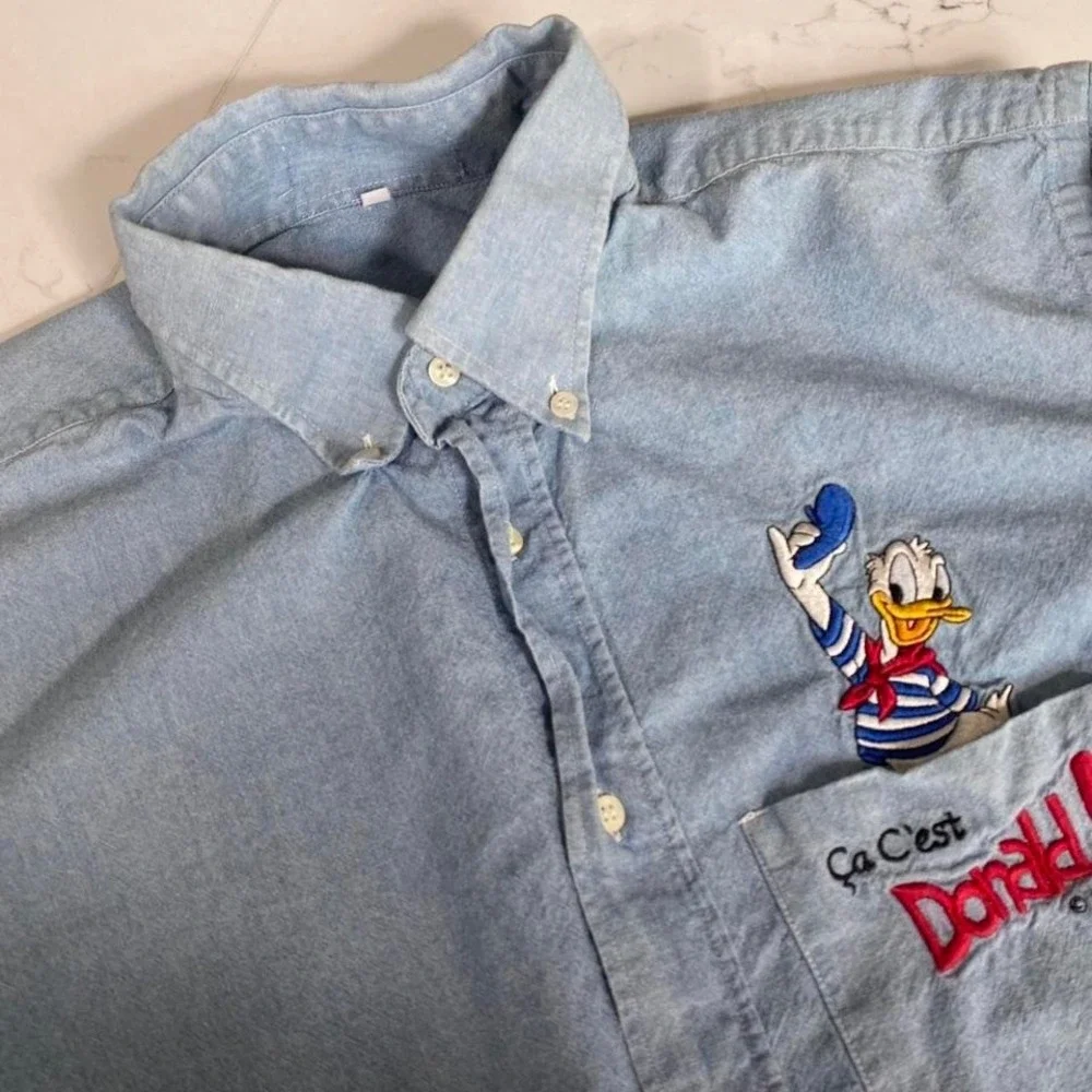 Vintage Disney Donald Duck Denim Shirt Made in Italy‎  